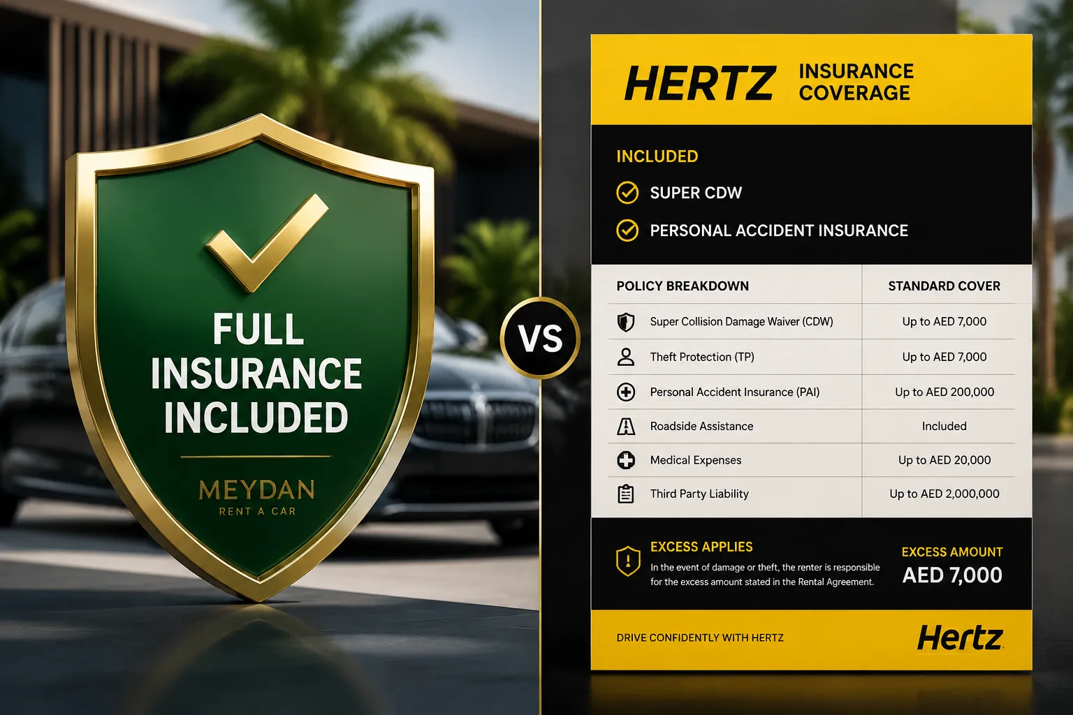 Meydan Car Rental vs Hertz Dubai