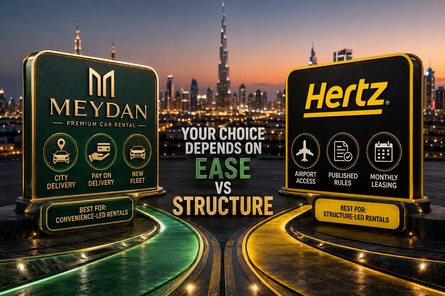 Meydan Car Rental vs Hertz Dubai