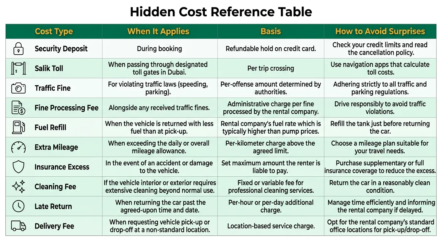 Hidden Costs of Car Rental in Meydan