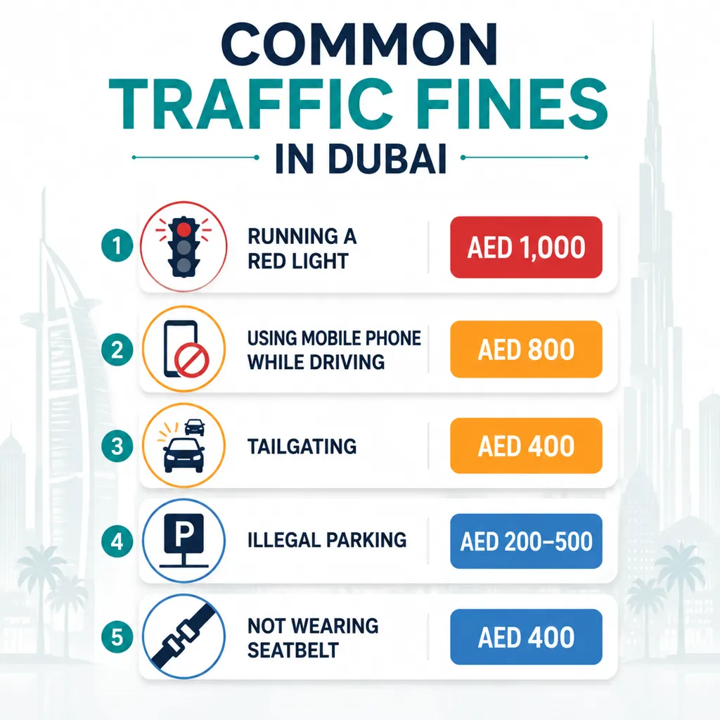 Common Dubai traffic violations rental car drivers should avoid
