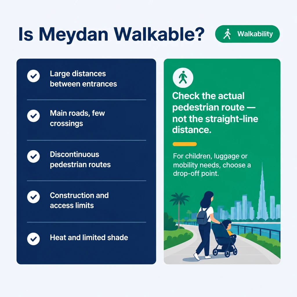 Meydan is not one continuous walkable district