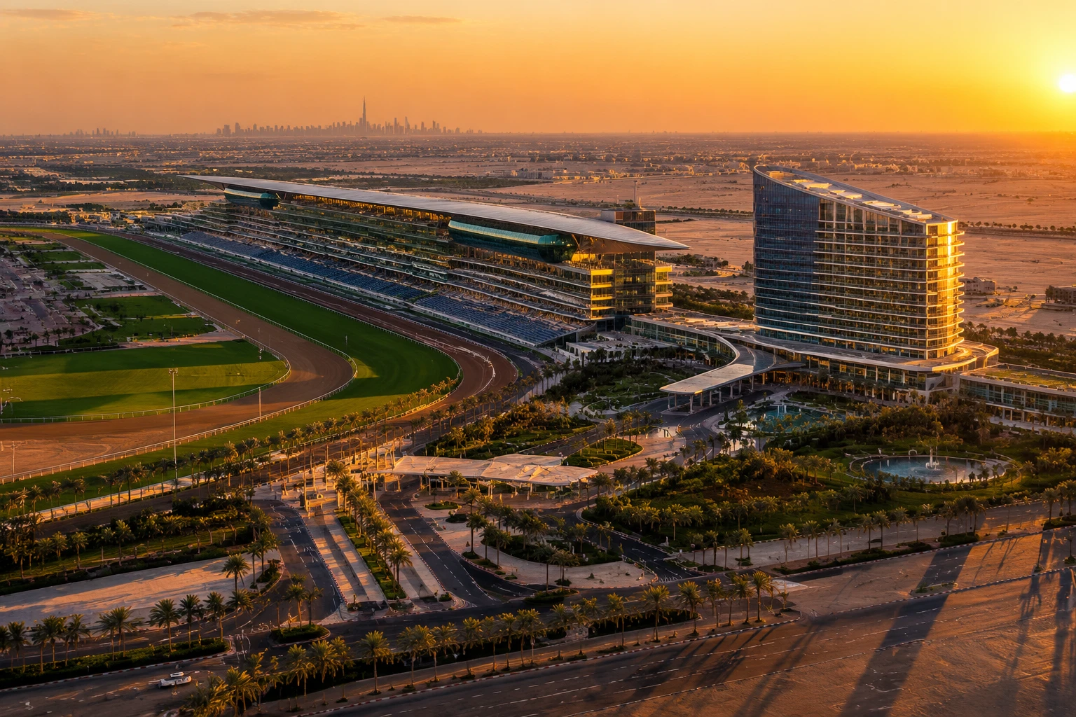 Aerial view of Meydan Dubai and the surrounding district Meydan Dubai Area Guide
